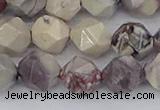 CPJ623 15.5 inches 12mm faceted nuggets purple striped jasper beads