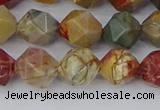 CPJ627 15.5 inches 8mm faceted nuggets picasso jasper beads