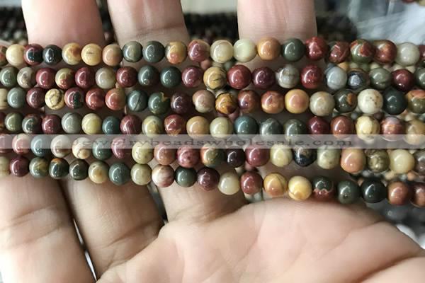 CPJ633 15.5 inches 4mm round picasso jasper beads wholesale