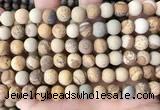 CPJ652 15.5 inches 8mm round matte picture jasper beads wholesale