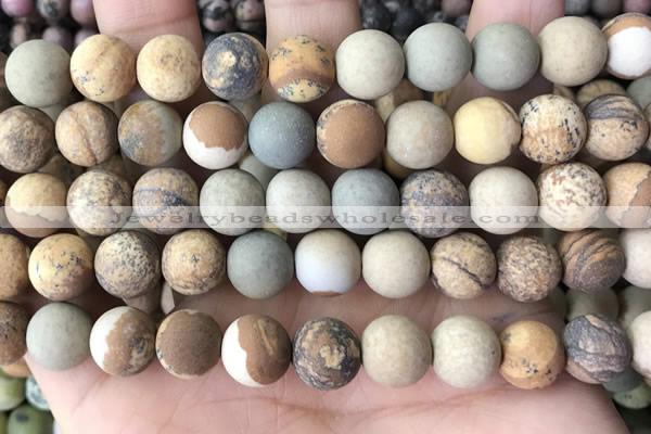 CPJ653 15.5 inches 10mm round matte picture jasper beads wholesale