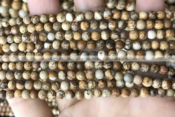 CPJ658 15.5 inches 4mm round picture jasper beads wholesale