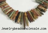 CPJ688 Top drilled 5*15mm - 

6*45mm sticks picasso jasper beads