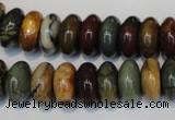 CPJ69 15.5 inches 7*14mm rondelle picasso jasper gemstone beads