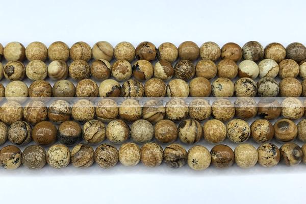 CPJ730 15 inches 8mm round picture jasper beads, 2mm hole