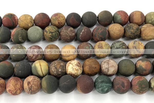 CPJ738 15 inches 10mm round matte picasso jasper beads