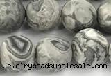 CPJ744 15 inches 12mm round matte grey picture jasper beads