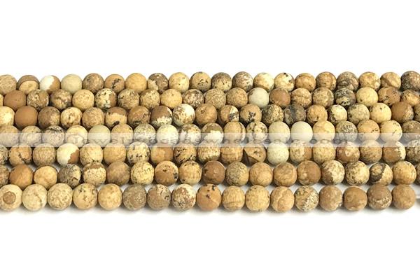 CPJ746 15 inches 6mm round matte picture jasper beads