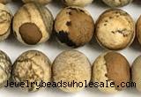 CPJ747 15 inches 8mm round matte picture jasper beads