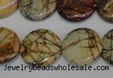 CPJ80 15.5 inches 25mm flat round picasso jasper gemstone beads