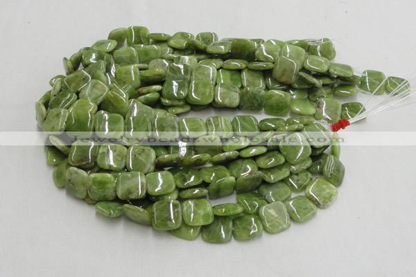 CPO07 15.5 inches 10*10mm square olivine gemstone beads wholesale