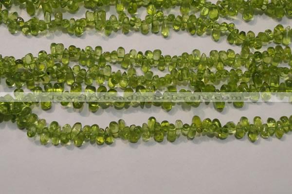 CPO115 Top-drilled 3*7mm teardrop natural peridot beads wholesale