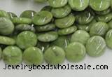 CPO15 15.5 inches 10mm flat round olivine gemstone beads wholesale