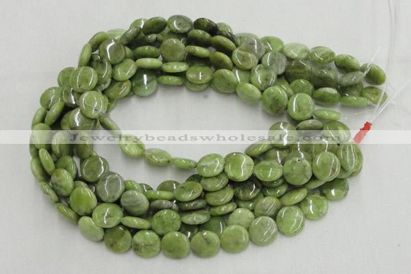 CPO16 15.5 inches 12mm flat round olivine gemstone beads wholesale