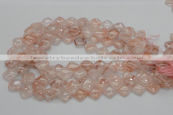 CPQ08 15.5 inches 15*15mm diamond natural pink quartz beads