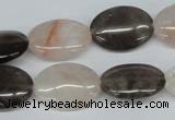 CPQ106 13*18mm oval natural pink crystal & smoky quartz beads