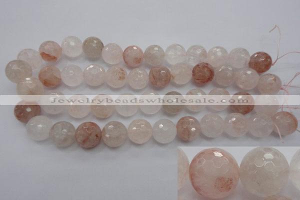 CPQ206 15.5 inches 14mm faceted round natural pink quartz beads