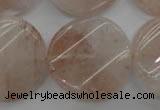 CPQ238 15.5 inches 28mm twisted coin natural pink quartz beads