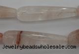 CPQ248 15.5 inches 10*40mm faceted teardrop natural pink quartz beads