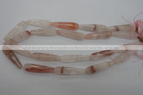 CPQ248 15.5 inches 10*40mm faceted teardrop natural pink quartz beads