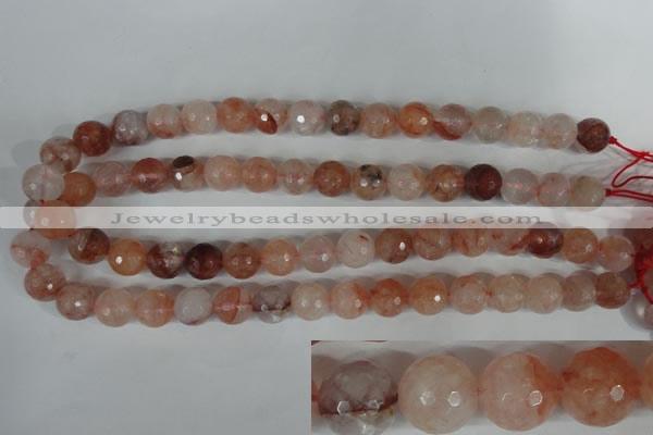 CPQ25 15.5 inches 12mm faceted round natural pink quartz beads