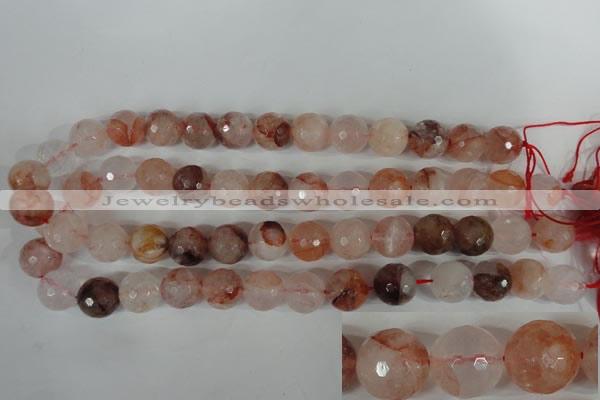 CPQ26 15.5 inches 14mm faceted round natural pink quartz beads