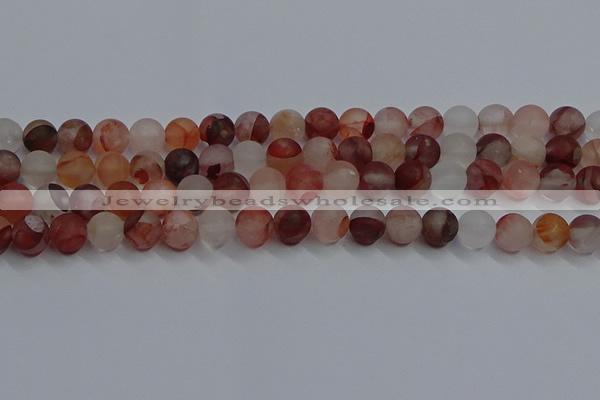 CPQ302 15.5 inches 8mm round matte pink quartz beads wholesale