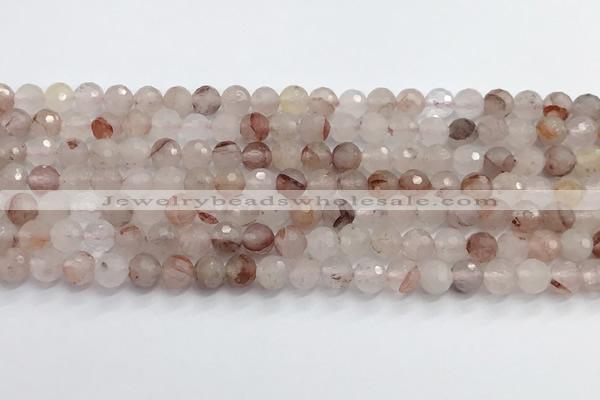 CPQ318 15.5 inches 6mm faceted round pink quartz beads