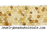 CPQ350 15.5 inches 4mm round yellow quartz gemstone beads