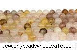 CPQ362 15.5 inches 8mm round pink & yellow quartz gemstone beads