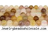 CPQ364 15.5 inches 12mm round pink & yellow quartz gemstone beads