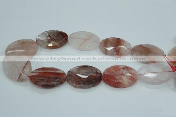 CPQ65 15.5 inches 30*40mm faceted oval natural pink quartz beads