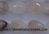 CPQ76 15.5 inches 15*20mm faceted teardrop natural pink quartz beads