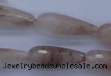 CPQ78 15.5 inches 10*30mm faceted teardrop natural pink quartz beads