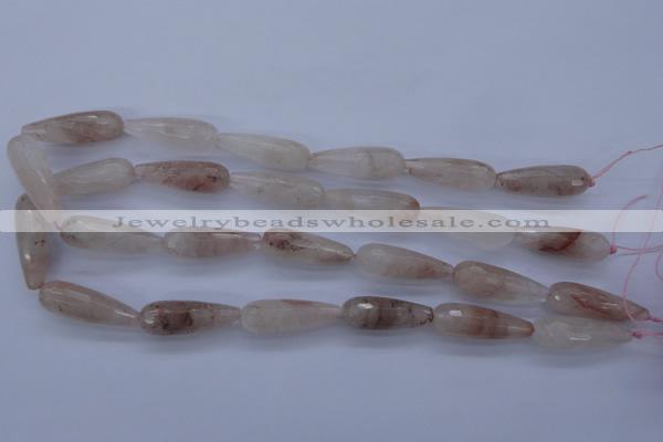 CPQ78 15.5 inches 10*30mm faceted teardrop natural pink quartz beads