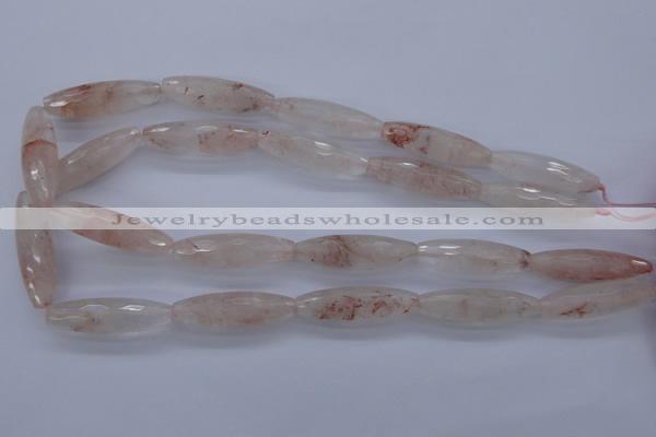 CPQ80 15.5 inches 10*35mm faceted rice natural pink quartz beads