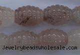 CPQ90 15.5 inches 15*20mm carved rice natural pink quartz beads