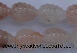 CPQ92 15.5 inches 15*20mm carved teardrop natural pink quartz beads