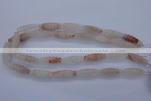 CPQ95 15.5 inches 10*30mm carved rice natural pink quartz beads