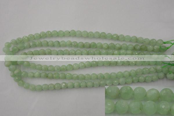 CPR111 15.5 inches 6mm faceted round natural prehnite beads wholesale