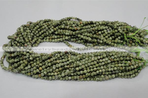 CPS110 15.5 inches 4mm round green peacock stone beads wholesale