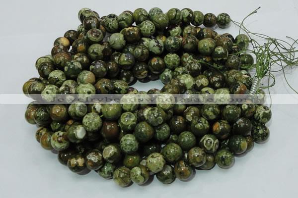 CPS112 15.5 inches 12mm round green peacock stone beads wholesale