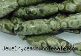 CPS12 15.5 inches 10*30mm rice green peacock stone beads wholesale