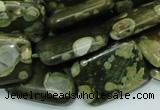 CPS27 15.5 inches 18*24mm rectangle green peacock stone beads