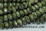 CPS52 15.5 inches 5*8mm faceted rondelle green peacock stone beads