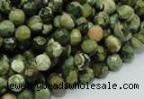 CPS56 15.5 inches 8mm faceted round green peacock stone beads