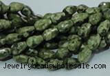 CPS62 15.5 inches 6*8mm faceted teardrop green peacock stone beads