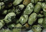 CPS67 15.5 inches 8*13mm faceted rice green peacock stone beads