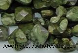 CPS73 15.5 inches 12*12mm faceted rhombic green peacock stone beads