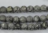 CPT112 15.5 inches 8mm faceted round grey picture jasper beads